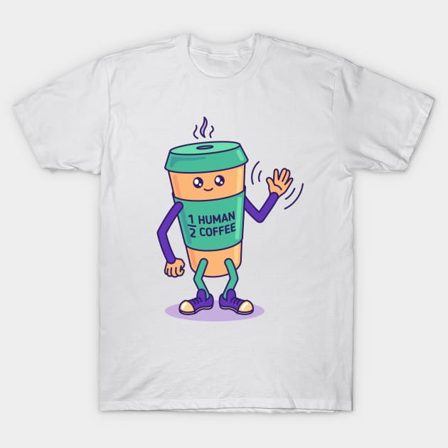 Half human, half coffee takeaway cup T-Shirt by Sugar & Bones